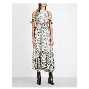 NWT TOPSHOP Dress Animal Print Silk Ruffle Cutout Mindi Dress